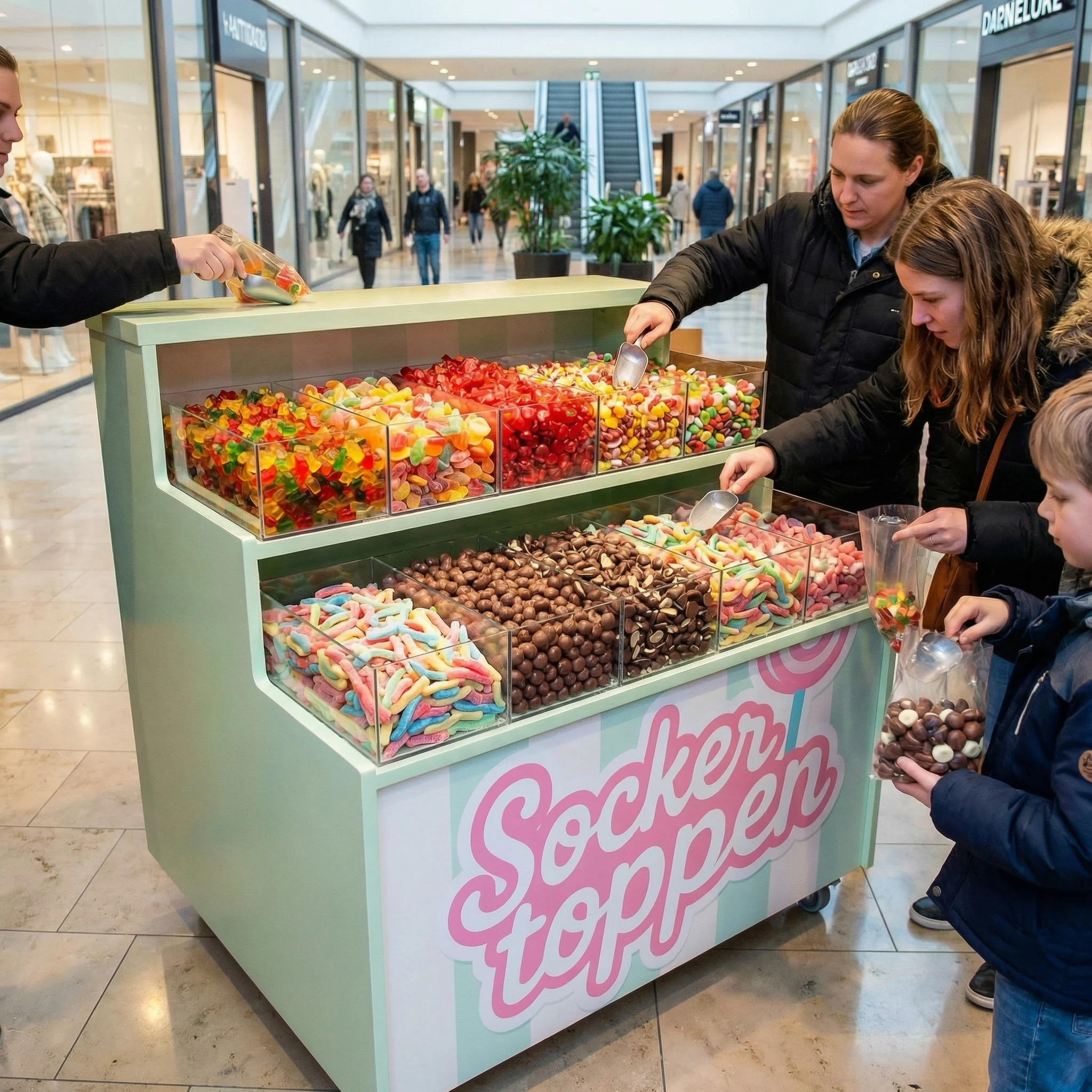 Süßwarenständer auf Rollen – für Laden, Messe und Event